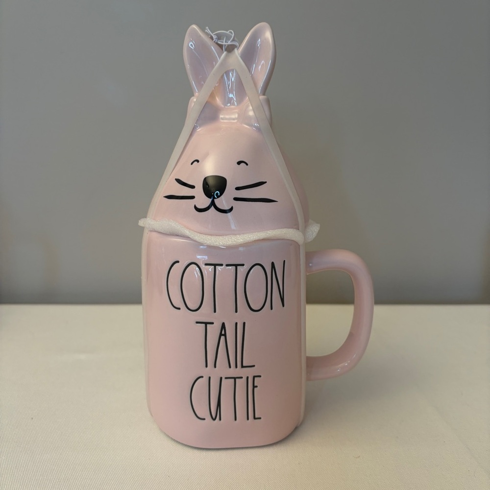 Rae Dunn COTTON TAIL CUTIE Bunny Topper Mug New